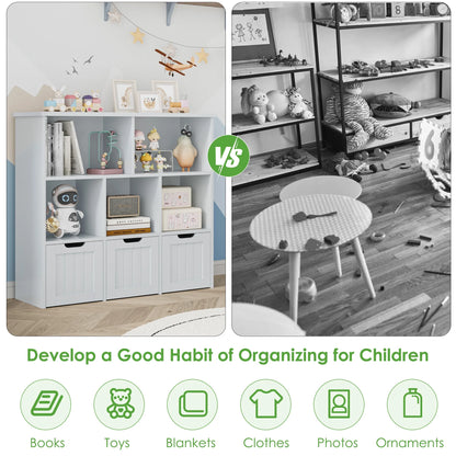 Homfa Toy Storage Organizer with 3 Movable Drawers, 5 Cube Kids Bookcase for Playroom, Storage Cabinet for Living Room, White Finish