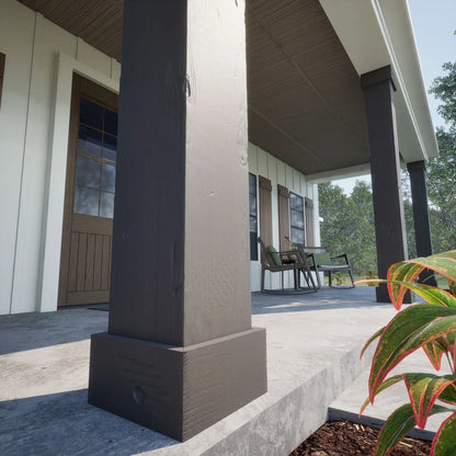 Ekena Millwork 18"W x 5'H Hand Hewn Endurathane Faux Wood Non-Tapered Square Column Wrap with Standard Capital & Base
