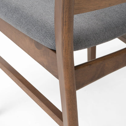 GDF Studio Isador Mid Century Modern Fabric Upholstered Wood Dining Chairs, Set of 2, Dark Gray and Walnut