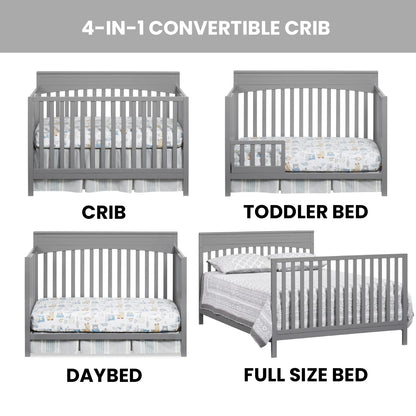 Oxford Baby Harper 4-in-1 Convertible Crib, Dove Gray, GREENGUARD Gold Certified, Wooden Crib