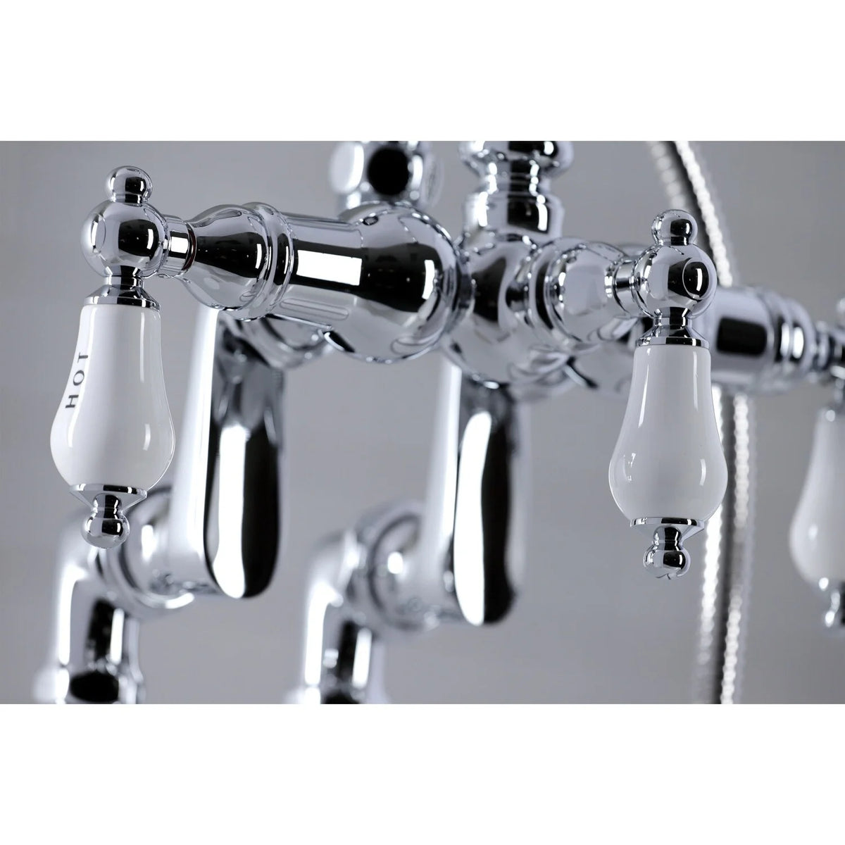 Kingston Brass Vintage Deck Mount Clawfoot Tub Faucet with Hand Shower Brushed Nickel Brushed