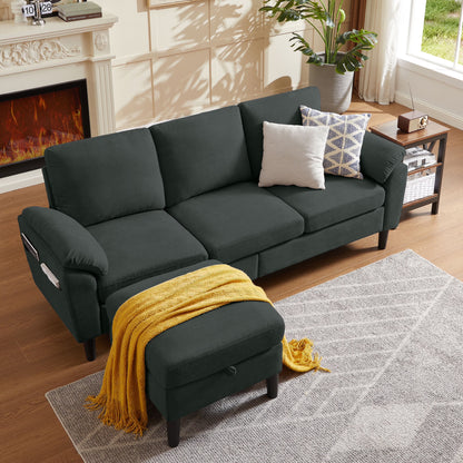 Pingliang Home Sectional Sofa Couch with Storage Ottoman,Modern 3 Seat L Shaped Sofa Couch for Living Room Apartment Studio Office