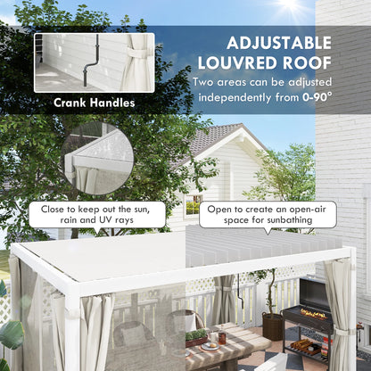 Outsunny 10'x13' Aluminum Pergola with Adjustable Louvered Roof, Gray
