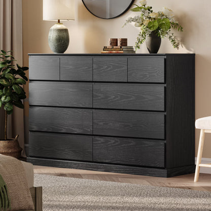 Linsy Home Modern Wood Dressers for Bedroom, Wide Chest of 9 Drawers, White