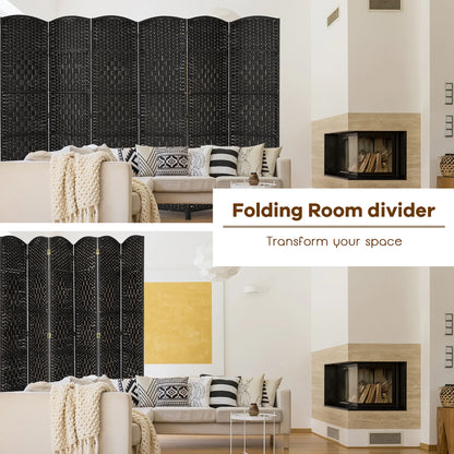 Costway 6-Panel Room Divider 6Ft Weave Fiber Folding Privacy Screen Brown