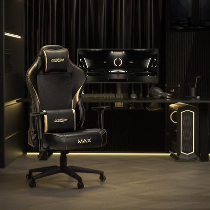 Douxlife Massage Gaming Chair, Spring Cushion, Breathable Fabric Gaming Chair with Footrest, Ergonomic Computer Chair for Adults & Kids