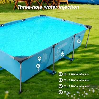 10FT Large Swimming Pool Framed Rectangle Above Ground Durable Easy to Assemble for Endless Water Play