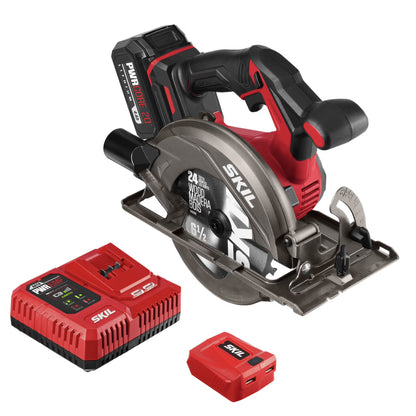 SKIL PWR CORE 20? Brushless 20-Volt 6-1/2'' Circular saw Kit with with 4.0 Ah Lithium Battery and PWR JUMP? Charger