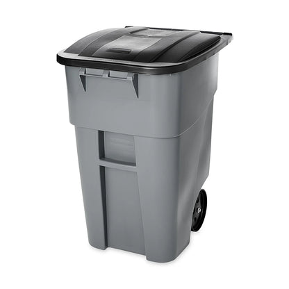 Rubbermaid Commercial Brute Rollout Container Square Plastic 50gal Gray 9W27GY