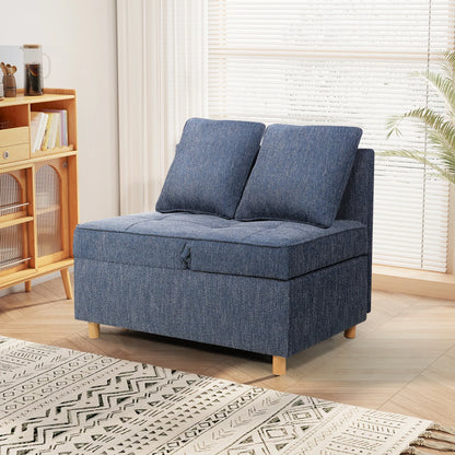 SEJOV 4-in-1 Convertible Sleeper Chair Bed, Linen Sofa Bed for Small Space, Futon Sofa with 2 Throw Pillows for Living Room, Single Recliner with 5 Adjustable Backrest for Bedroom Apartment, Brown