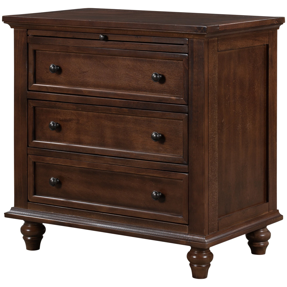 EUROCO 28�� Larger Solid Wood 3-Drawer Side Table Nightstand, End Table with Pull out Tray for Bedroom, Living Room, Hallway, Entryway,White