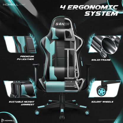 Homall Gaming Chair office Chair with Headrest & Lumbar Support, Pink