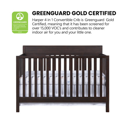 Oxford Baby Harper 4-in-1 Convertible Crib, Dove Gray, GREENGUARD Gold Certified, Wooden Crib