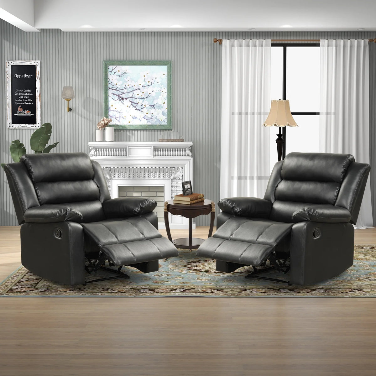 Bonzy Home Recliner Chairs for Living Room Overstuffed Breathable Fabric Reclining Chair Manual Sofa Brown