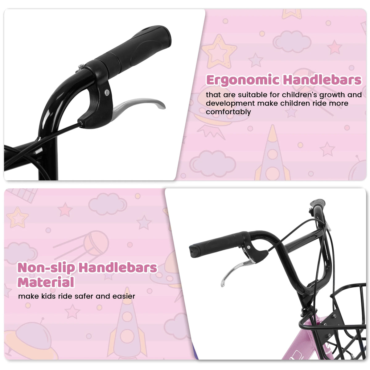 20 Inch Kids Bike for Boys Girls, 1 Speed Children Bicycle with Basket, Rear Seat, Chain Guard, Coaster Brake and V-Brake, Steel Frame Kids Bike for Ages 6-12 Years Old Birthday Gift, Purple