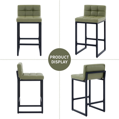 FIRAVOE Bar Stools Set of 3, Counter Height Bar Stools (Low Back)(Thickened Frame) 26" PU Leather Barstools Bar Chairs for Kitchen Island, Black