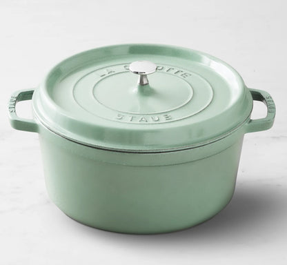 Staub Cast Iron 7-qt Round Cocotte Dutch Oven - Sage, Made In France