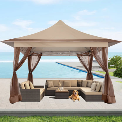 HOTEEL 12x12 EZ Pop Up Gazebo Tent with Sidewalls,Patio Gazebo Instant Shelter for Outdoor Party Camping Backyard Beach with Carry Bag,Stakes,Ropes,Gray