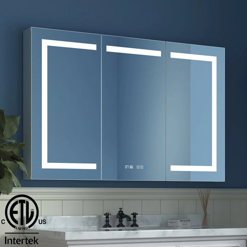ExBrite   LED Lighted Bathroom Medicine Cabinet with Mirror Recessed or Surface led Medicine Cabinet 48"x 32"