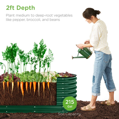 Best Choice Products 8x2x2ft Metal Raised Garden Bed, Oval Outdoor Planter Box w/ 4 Support Bars - Charcoal