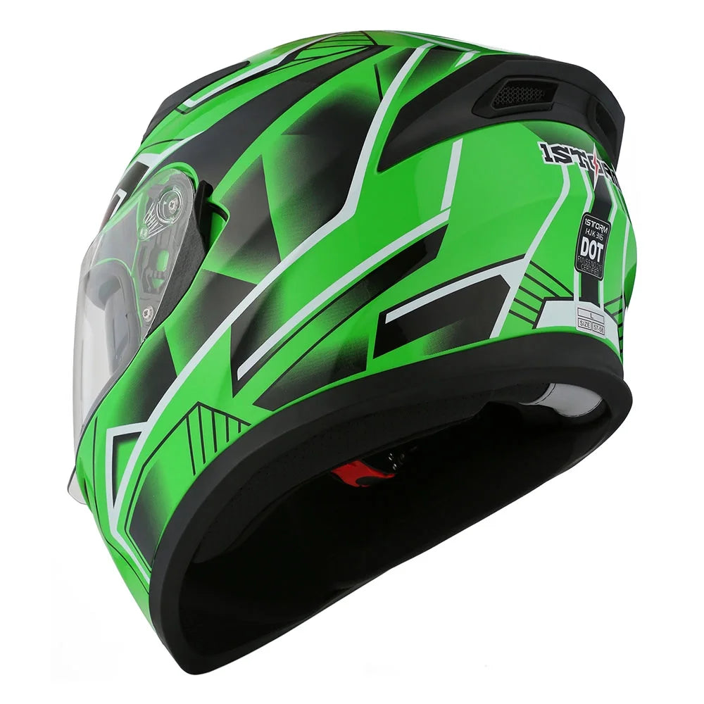 1Storm Motorcycle Modular Full Face Flip up Dual Visor Helmet + Spoiler + Motorcycle Bluetooth Headset: HJK316 Mechanic Red