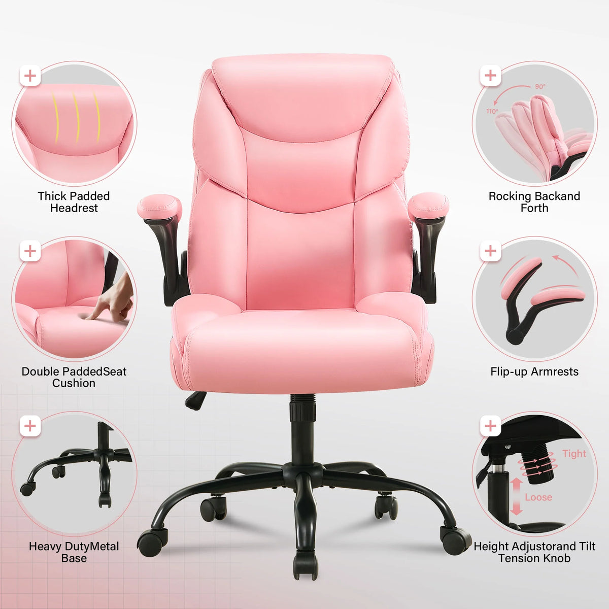 JONPONY Big and Tall Office Chair Wide Seat Ergonomic Computer Desk Chair High Back Executive Leather Chair Adjustable Task Chair Lumbar Back Support 8 Hours Heavy Duty Design,Black