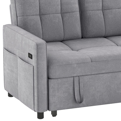 Dextrus  3-in-1 Convertible Futon Sofa Bed, Modern Sleeper Sofa with Pull-Out Bed for Small Place, Beige