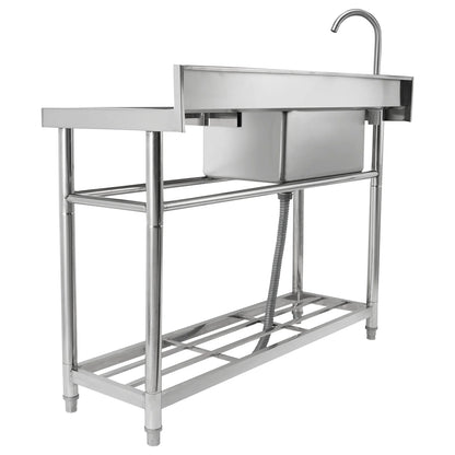 VEVOR Stainless Steel Utility Sink, 1 Compartment Free Standing Small Sink w/Workbench Faucet & legs, 39.4 x 19.1 x 37.4 in Commercial Single Bowl Sinks for Garage, Restaurant, Laundry,NSF Certified