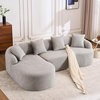 Loveseat Sectional Sofa for Living Room, 65’�?Modern Luxury Plush Chenille Extra Deep Seat Curved Cloud Floor Couch with 3 Throw Pillows for Small Spaces, No Assembly Needed, Sapphire Blue