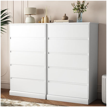 2 PCS  Dresser for Bedroom, 5 Drawer Dresser Black Chest of Drawers for Living Room Dressing Room Entryway -2PCS