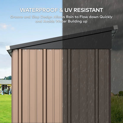 5'x3' Outdoor Storage Shed, Lofka Metal Storage Tool Shed with Single Lockable Door, for Bike| Garden Tools| Patio, Grey