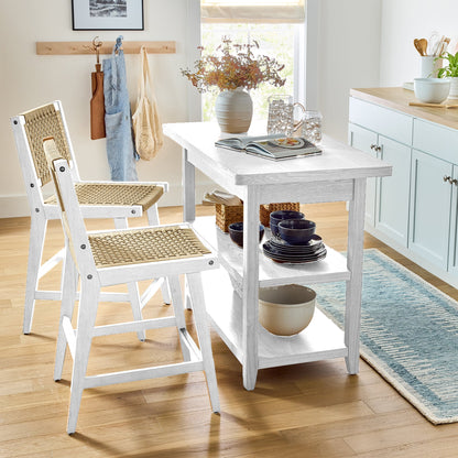Better Homes & Gardens Reading Wood Kitchen Island with 2 Shelves and Drawers, Walnut Color