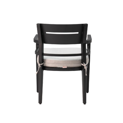 Outdoor Patio K/D Aluminum Stationary Dining Chairs 2PCS with Outdoor-grade Sunbrella Fabric Cushions, Branch-Like Backrest ,FSC-Certified Wood Armrests, Bourbon Brown