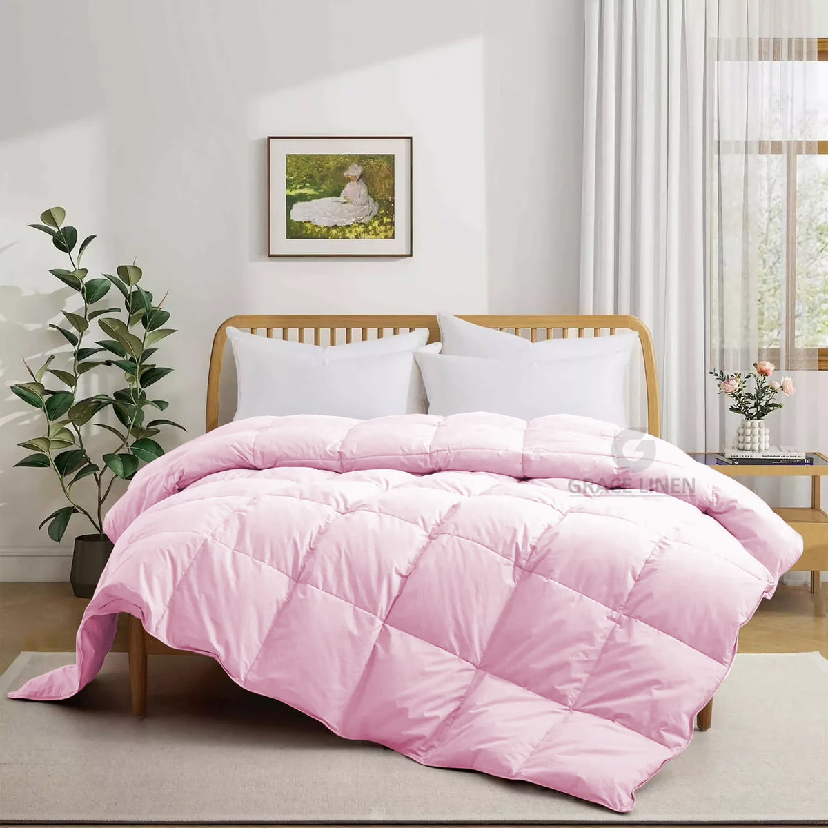 Bedding Comforter Cal King Size, Duvet Insert, Quilted Comforter with Corner Tabs, All Season Lightweight Quilt, Down Alternative Hotel Comforter Cal King Size 96X102 Baby Pink