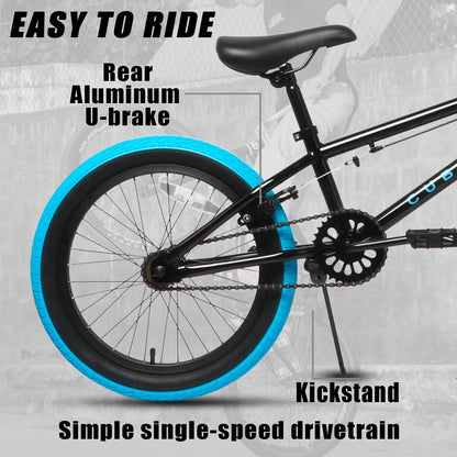 cubsala 20 in Freestyle BMX Kids Bike for Age 6-14 Years Old Boys Girls , Black & Green