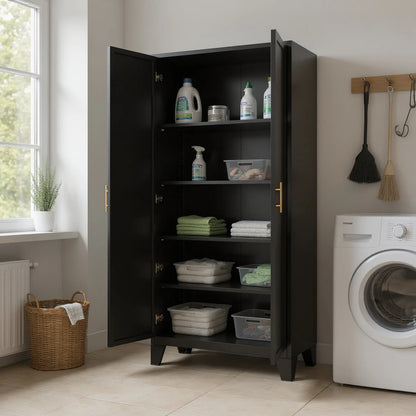 Homy Casa 70.8" White Tall Storage Cabinet with 4 Adjustable Shelves for Kitchen, Pantry Cupboard