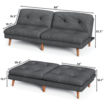 Homall Futon sofa, Two Seat Adjustable Sofa, Corduroy Fabric, Upholstered Sofa, Sofa Changeable into Bed, Leisure Reading and Games, Green