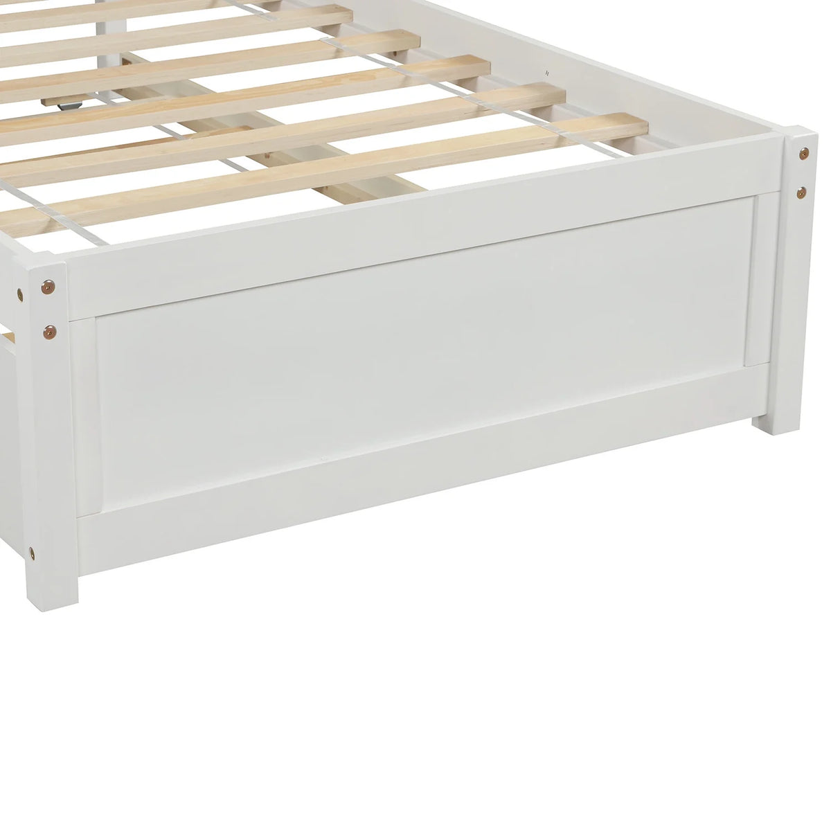 Aukfa Twin Platform Bed with Trundle - Trundle Bed with Headboard for Kids Teens - White