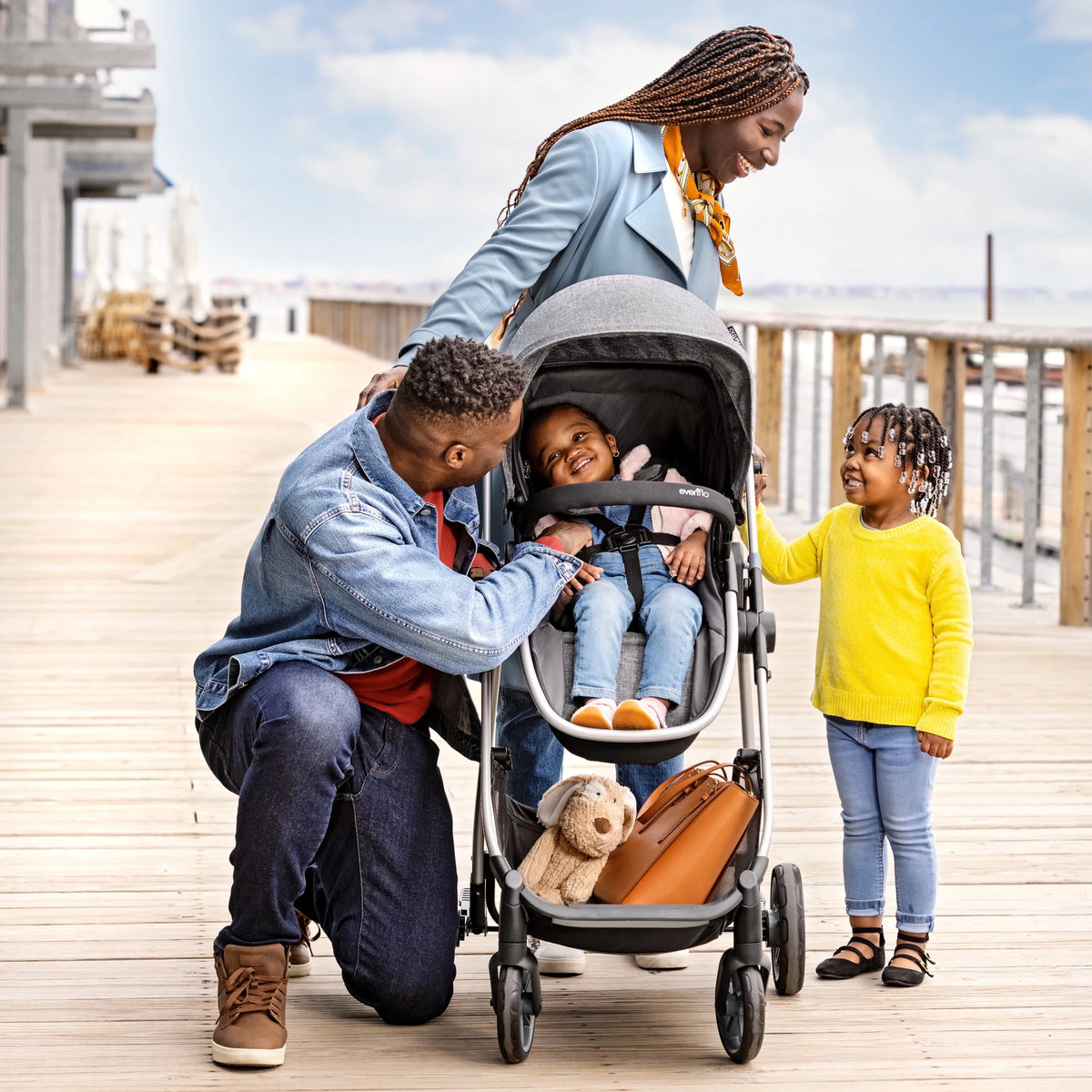Evenflo Omni Plus Modular Travel System with LiteMax Sport Infant Car Seat, Mylar Gray, Unisex