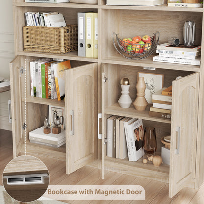 Homfa 73�� Tall Bookcases with Doors, 8 Cubes 6-Tier Double Row Bookshelf, White Bookcase for Living Room Home Office