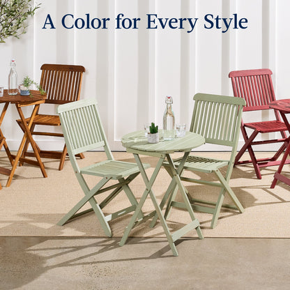 Best Choice Products 3-Piece Acacia Wood Bistro Set, Folding Patio Furniture w/ 2 Chairs, Table - Natural