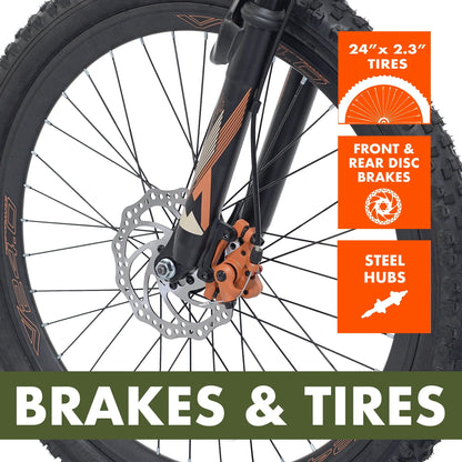 Ozark Trail 24" Glide Mountain Bike, 8 Speed, Black, Teen, Unisex