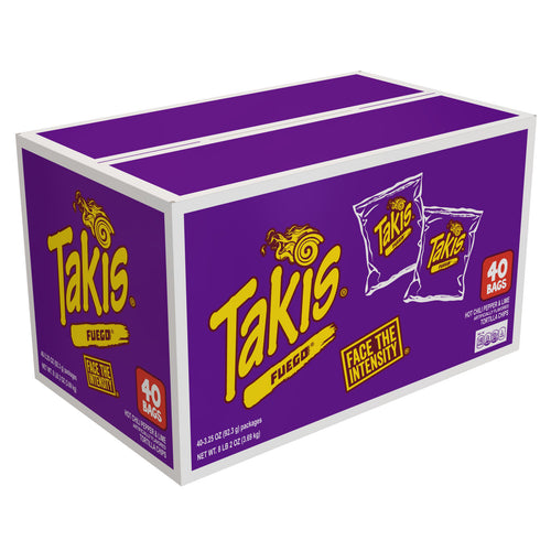 Takis Rolled Tortilla Chips, Fuego, 3.25 oz, 40-count