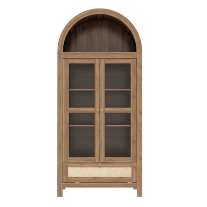 LAZZO 73-Inch Tall Arched Kitchen Pantry Storage Cabinet, 2 Doors, Brown