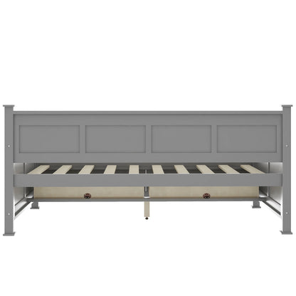 Euroco Twin Size Dayed with 2 Storage Drawers for Bedroom Low Profile Platform Bed, White
