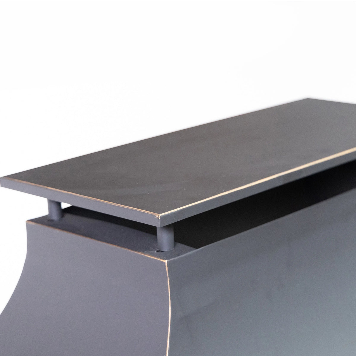 Deko Living 80" x 21.65" Rectangular Wood Metal Fire Pit with Log Storage Compartment & Side Tables