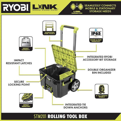 ONE+ 18V Cordless 6-Tool Combo Kit with 1.5 Ah Battery, 4.0 Ah Battery, Charger, and LINK Rolling Tool Box