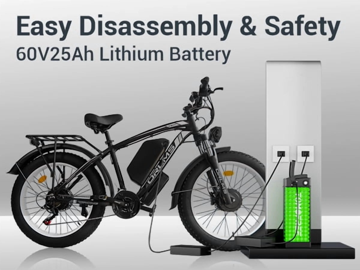 5000W (Peak) Electric-Bike for Adults, 60V 25AH Battery Electric Motorcycle, Dual-Motor-Ebike 50MPH Ebike, 26*4.0 Fat Tire Electric-Bicycle, AWD 21-Speed Mountain Bike for All-Road UL 2849