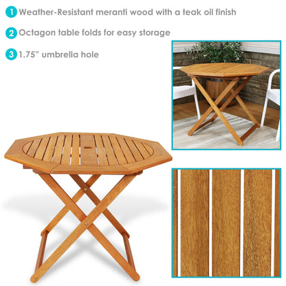 Sunnydaze 35.5" Meranti Folding Octagon Outdoor Dining Table