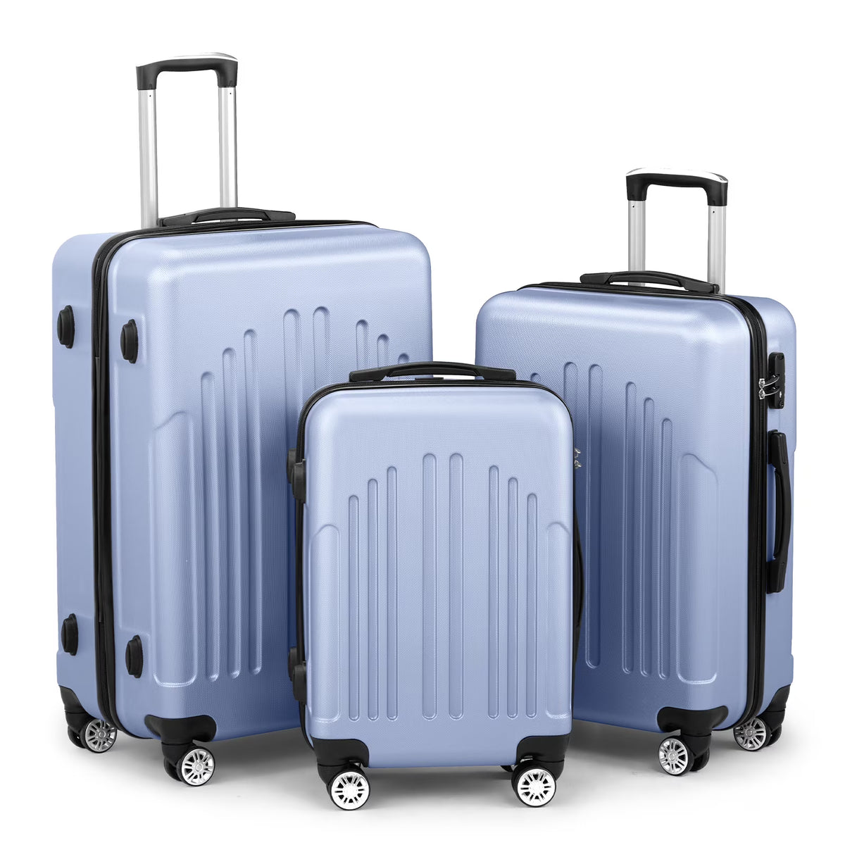Zimtown 3 Piece Nested Spinner Suitcase Luggage Set With TSA Lock Royal Blue